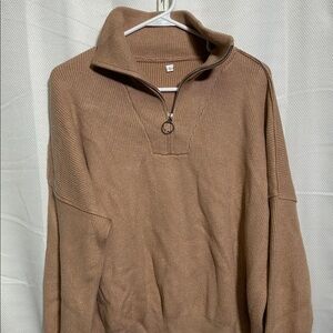 Stylish Tan Quarter-Zip Pullover